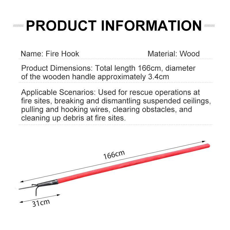 Fire Equipment Fire Hook Fire Hook 1.8 Meters Rescue High-Temperature Resistant Long-Handled Multi-Functional