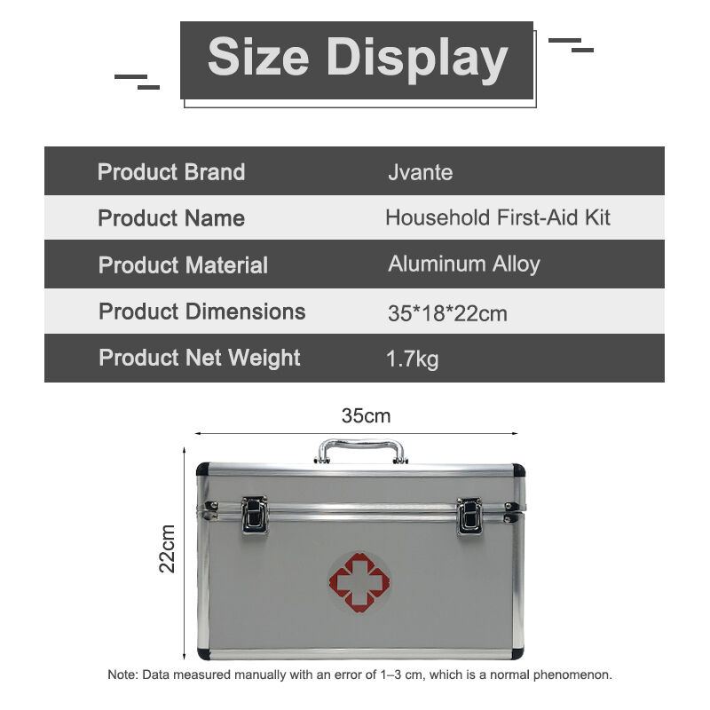 Premium Aluminum First Aid Kit with Shoulder Strap Water Resistant Dual-Layer Emergency Medical Case for Home Office Outdoor Travel 35x18x22cm