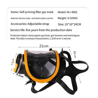 Masque chimique à bande réglable pour le visage complet Masque à gaz à filtre auto-préparateur