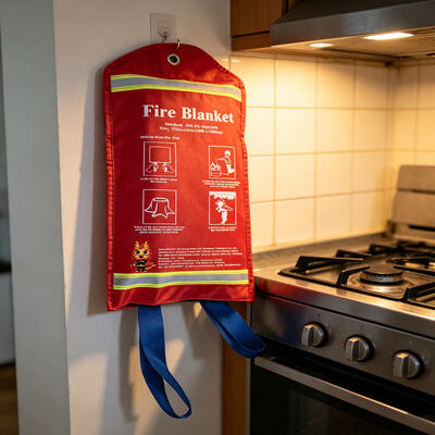 Couverture anti-feu en fibre de verre JAT-1101 EN 1869:2019 certifiée couverture anti-incendie blanche résistante à la chaleur 500 °C 1 m x 1 m