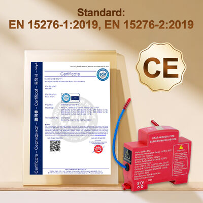 Autocollant automatique anti-incendie à aérosol thermique 20g Agent 0.2m3 Couverture 170°C Démarrage automatique EN 15276 Certifié rail & monture adhésive Durée de vie de 10 ans pour boîte de compteur Cabinet de distribution EV Char
